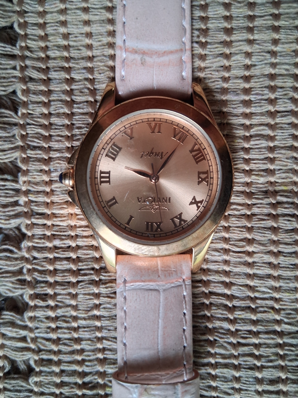Invicta Angel Rose Gold Dial Watch with Light Pink Leather Strap